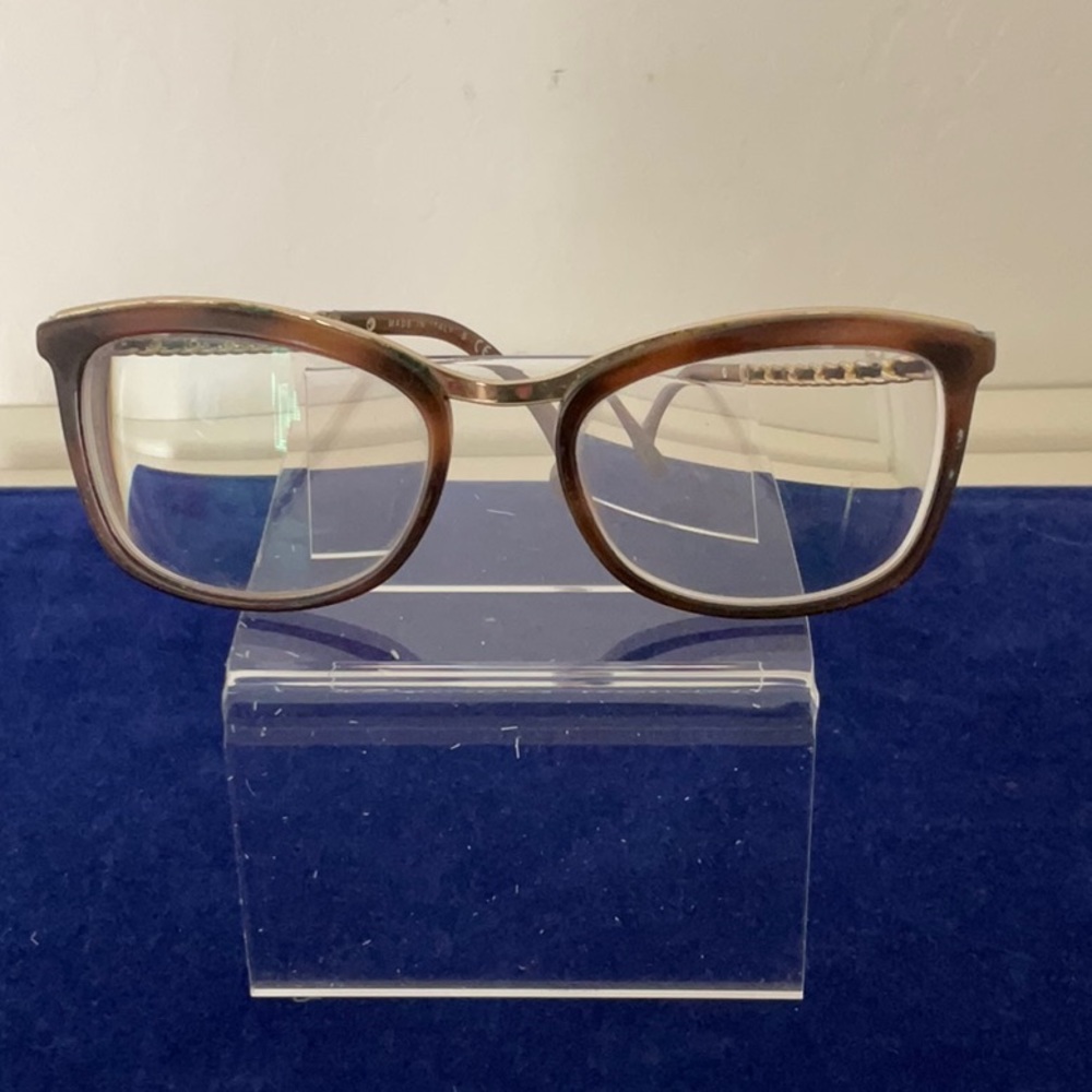 Chanel Brown Seashell Gold Trimmed Glasses Frames